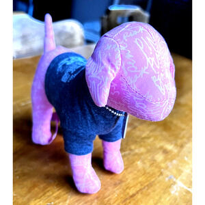 Victoria Secret Pink Dog Plush '86 Tour Love Rock N Roll Around World Dog Tag